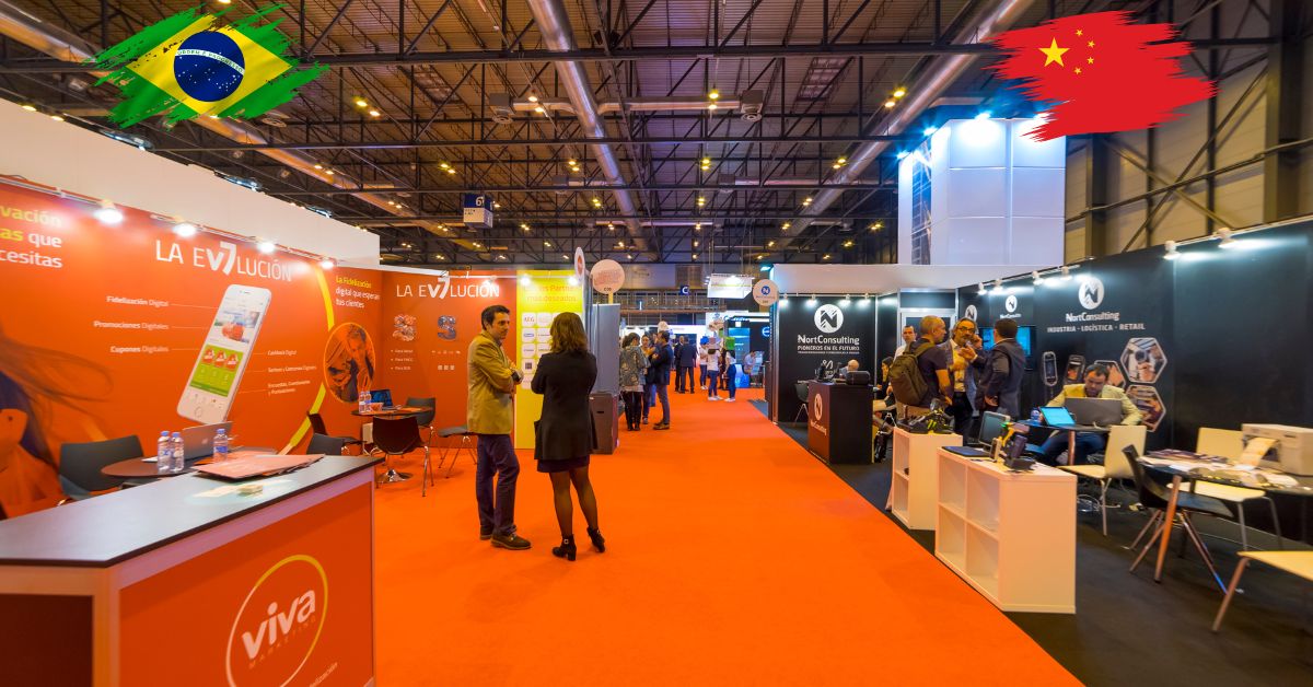 Stand LinkChina em feira internacional Brasil–China.